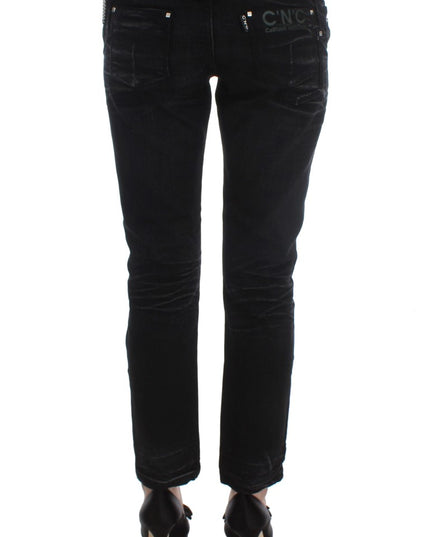 Costume National Black Cotton Slouchy Slims Fit Jeans