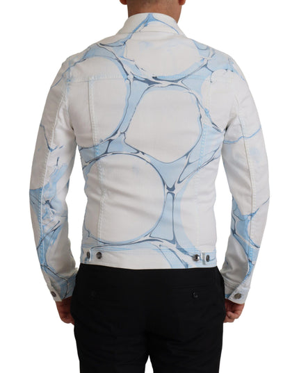 Dolce & Gabbana White Cotton Logo Embroidery Denim Jacket