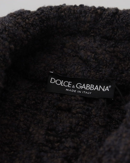 Dolce & Gabbana Black Wool Knit Double Breasted Coat Jacket