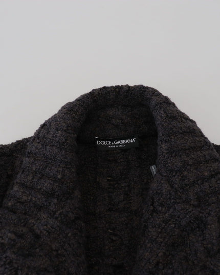 Dolce & Gabbana Black Wool Knit Double Breasted Coat Jacket