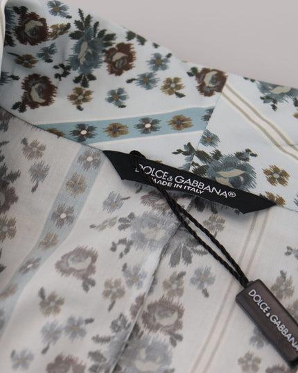 Dolce & Gabbana Blue Floral Cotton Robe Coat Jacket