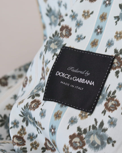 Dolce & Gabbana Blue Floral Cotton Robe Coat Jacket