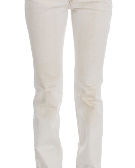 Costume National White Cotton Slim Fit Bootcut Jeans