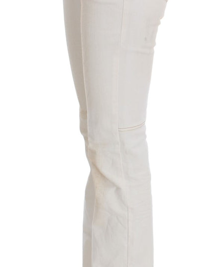 Costume National White Cotton Slim Fit Bootcut Jeans