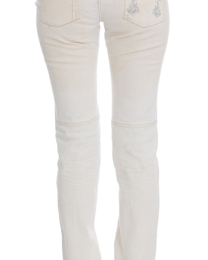 Costume National White Cotton Slim Fit Bootcut Jeans