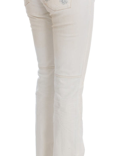 Costume National White Cotton Slim Fit Bootcut Jeans