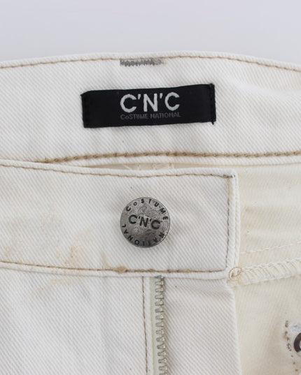 Costume National White Cotton Slim Fit Bootcut Jeans