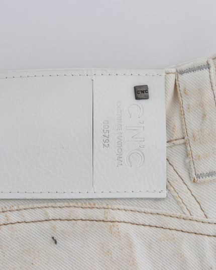 Costume National White Cotton Slim Fit Bootcut Jeans
