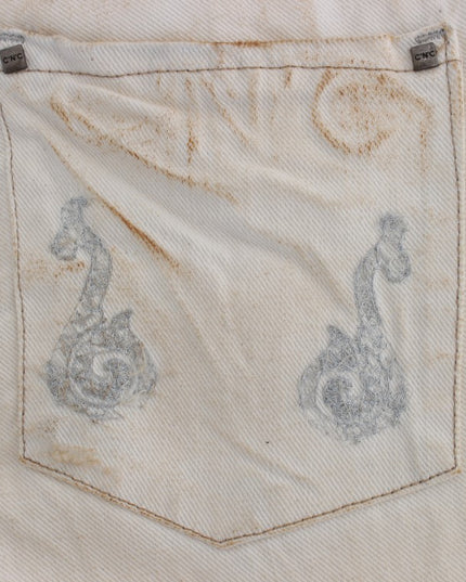 Costume National White Cotton Slim Fit Bootcut Jeans