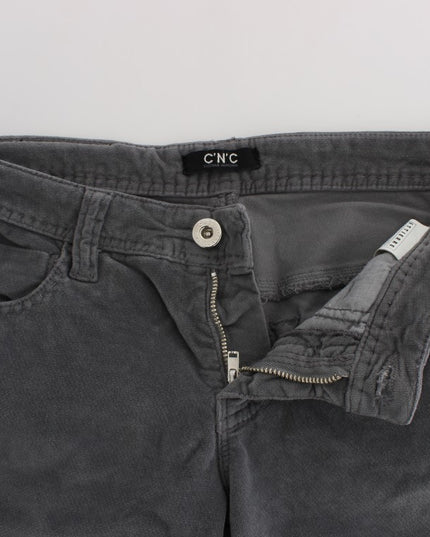 Costume National Gray Cotton Super Slim Corduroys Jeans