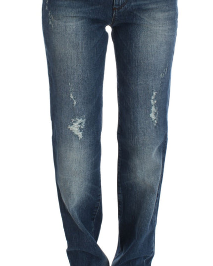 Ermanno Scervino Blue Wash Cotton Blend Slim Fit Jeans