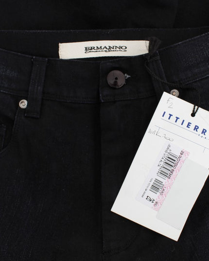 Ermanno Scervino Blue Cotton Blend Slim Fit Bootcut Jeans