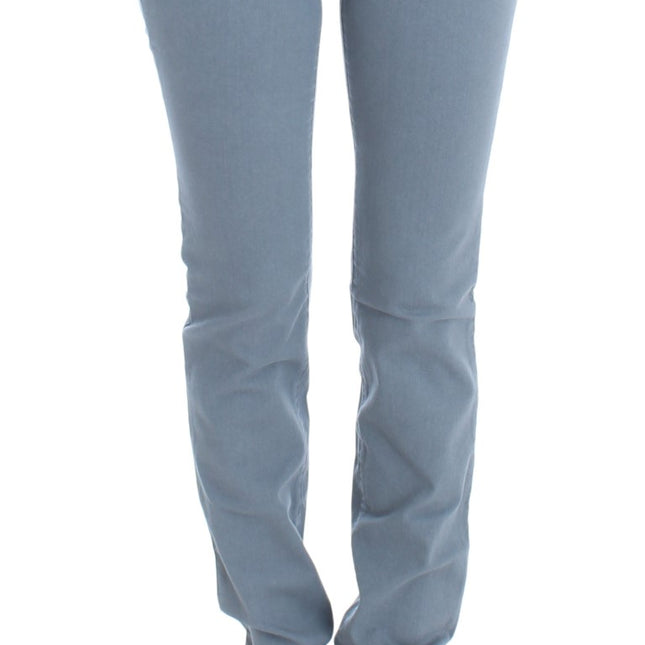 Ermanno Scervino Blue Cotton Blend Slim Fit Bootcut Jeans