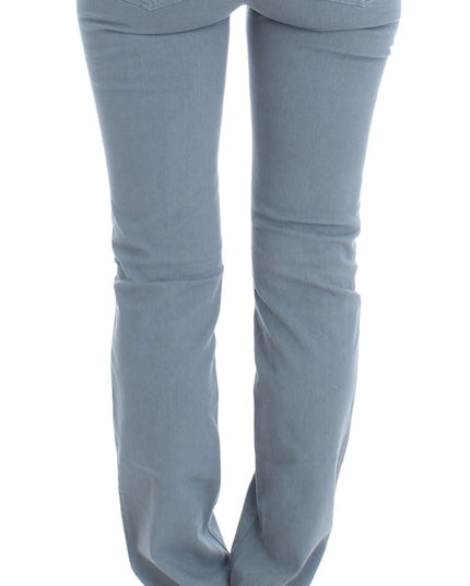 Ermanno Scervino Blue Cotton Blend Slim Fit Bootcut Jeans
