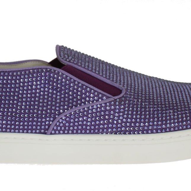 Dolce & Gabbana Purple Strass Canvas Logo Sneakers
