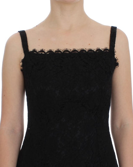 Dolce & Gabbana Black Floral Lace Shift Knee Length Dress