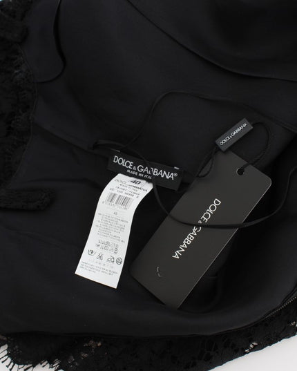Dolce & Gabbana Black Floral Lace Shift Knee Length Dress