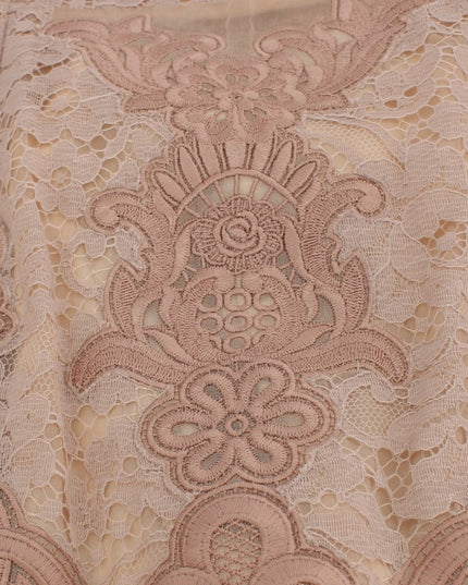 Dolce & Gabbana Pink Silk Lace Ricamo Shift Gown Dress