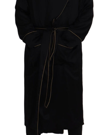 Dolce & Gabbana Black 100% Silk Robe Coat Wrap  Jacket