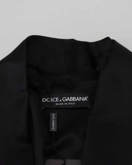 Dolce & Gabbana Black 100% Silk Robe Coat Wrap  Jacket