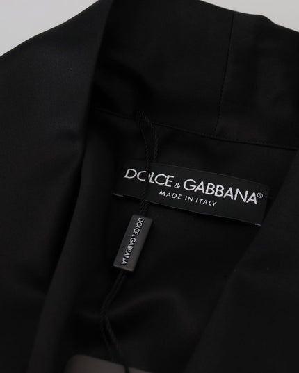 Dolce & Gabbana Black 100% Silk Robe Coat Wrap  Jacket