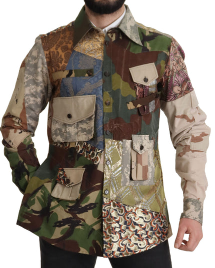 Dolce & Gabbana Multicolor Button Down Patchwork Shirt