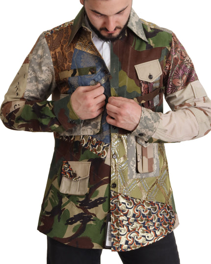 Dolce & Gabbana Multicolor Button Down Patchwork Shirt