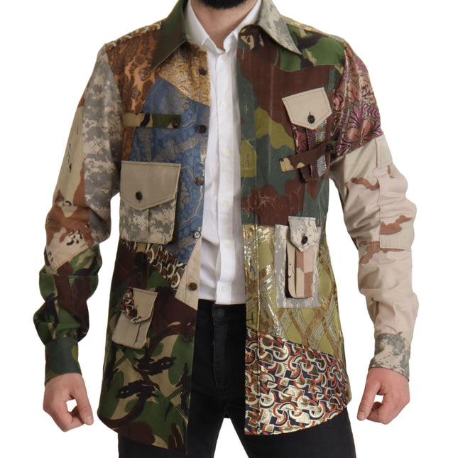 Dolce & Gabbana Multicolor Button Down Patchwork Shirt