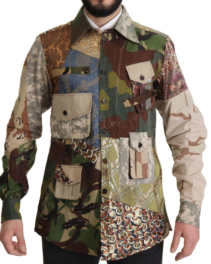 Dolce & Gabbana Multicolor Button Down Patchwork Shirt