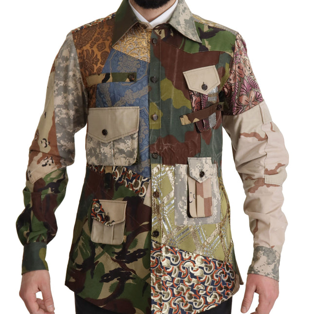 Dolce & Gabbana Multicolor Button Down Patchwork Shirt