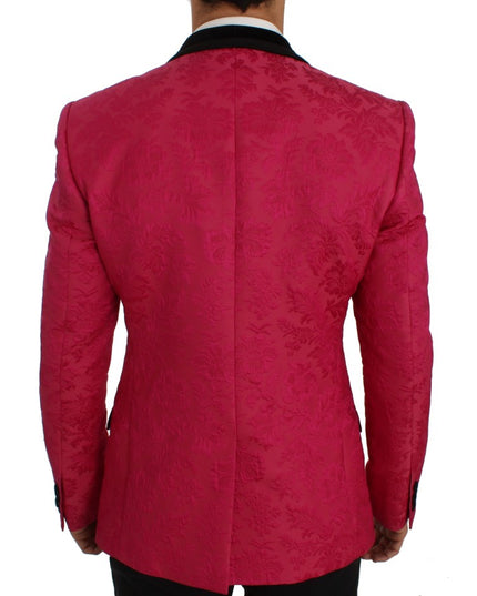 Dolce & Gabbana Pink Floral Brocade Slim Blazer Jacket