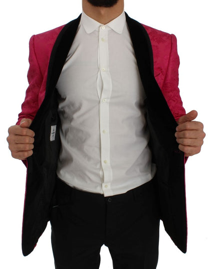Dolce & Gabbana Pink Floral Brocade Slim Blazer Jacket