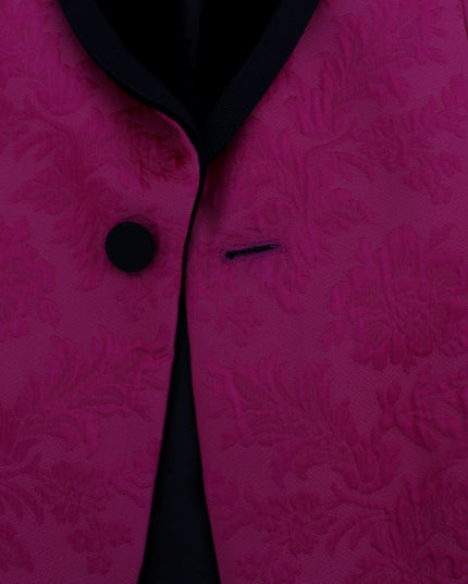 Dolce & Gabbana Pink Floral Brocade Slim Blazer Jacket