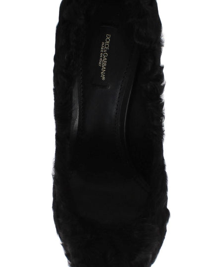 Dolce & Gabbana Black Xiangao Lamb Fur Leather Pumps