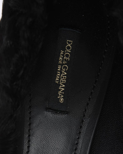 Dolce & Gabbana Black Xiangao Lamb Fur Leather Pumps