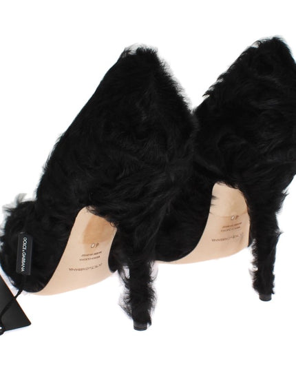 Dolce & Gabbana Black Xiangao Lamb Fur Leather Pumps