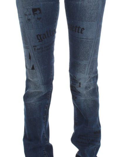 John Galliano Blue Wash Cotton Blend Slim Fit Bootcut Jeans