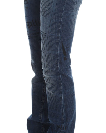 John Galliano Blue Wash Cotton Blend Slim Fit Bootcut Jeans