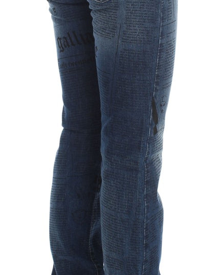John Galliano Blue Wash Cotton Blend Slim Fit Bootcut Jeans