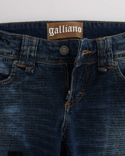 John Galliano Blue Wash Cotton Blend Slim Fit Bootcut Jeans