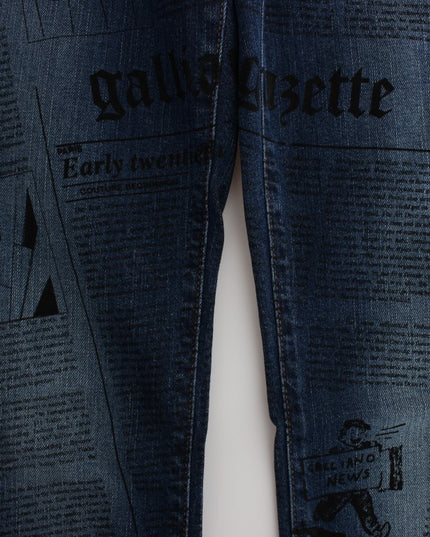 John Galliano Blue Wash Cotton Blend Slim Fit Bootcut Jeans
