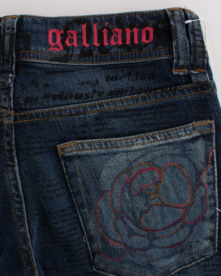 John Galliano Blue Wash Cotton Blend Slim Fit Bootcut Jeans