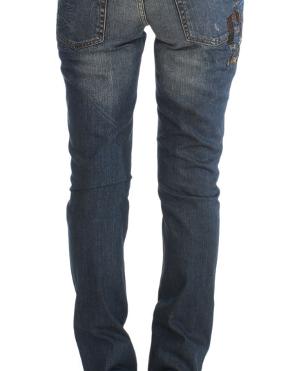 John Galliano Blue Wash Cotton Blend Slim Fit Jeans
