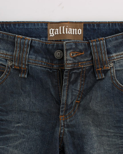 John Galliano Blue Wash Cotton Blend Slim Fit Jeans