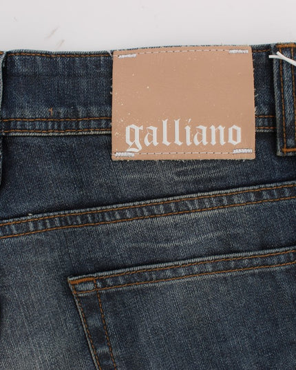 John Galliano Blue Wash Cotton Blend Slim Fit Jeans