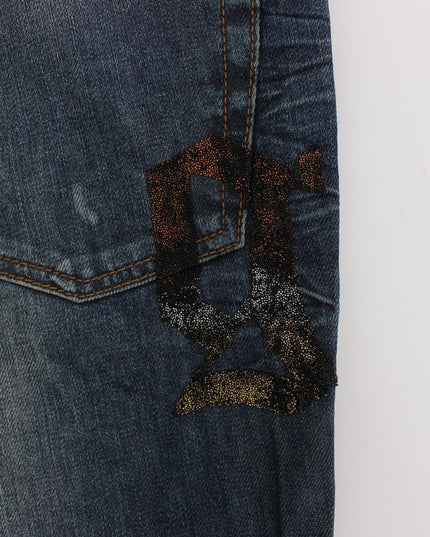 John Galliano Blue Wash Cotton Blend Slim Fit Jeans