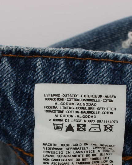 John Galliano Blue Wash Cotton Boyfriend Fit Cropped Jeans