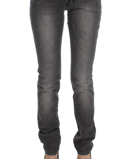 John Galliano Gray Wash Cotton Blend Slim Fit Stretch Jeans