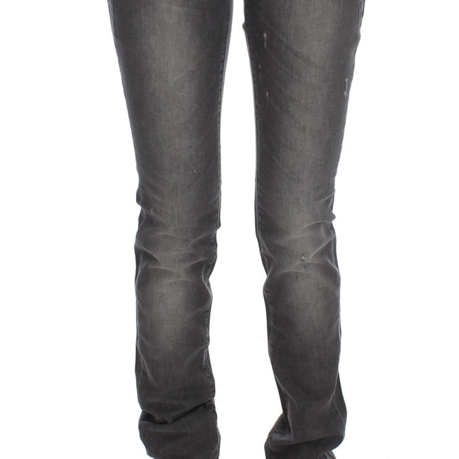 John Galliano Gray Wash Cotton Blend Slim Fit Stretch Jeans