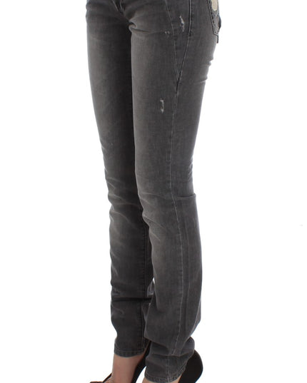John Galliano Gray Wash Cotton Blend Slim Fit Stretch Jeans